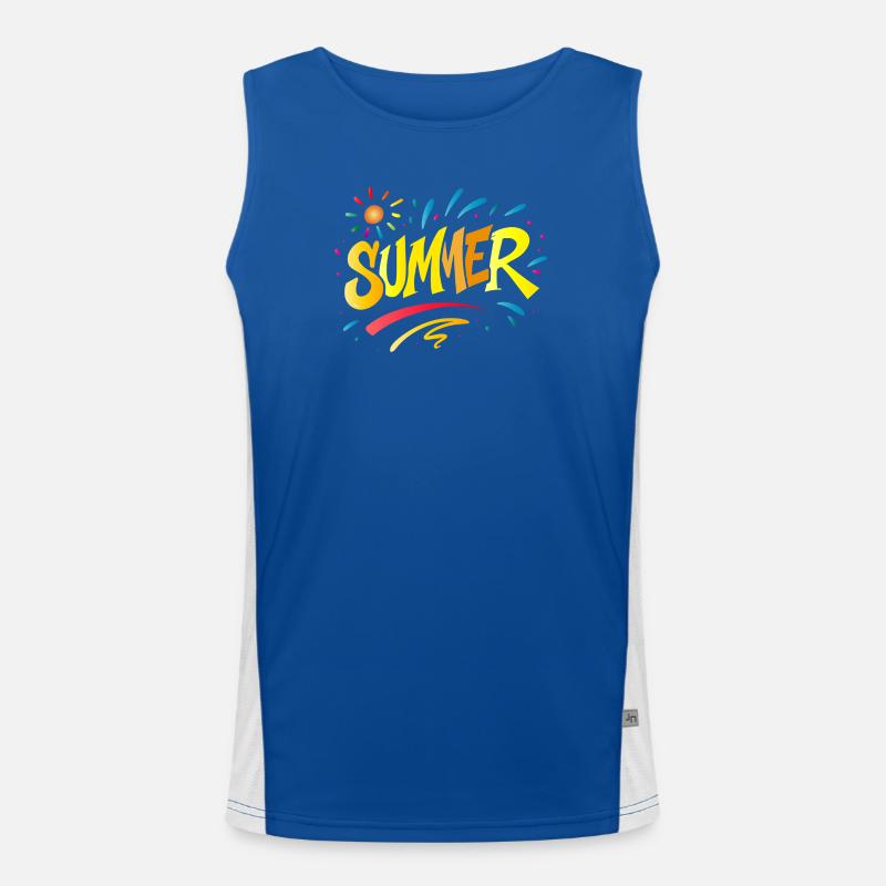 Summer Typo - Summer Design with Splash Elements Men's Functional Contrast Tank Top 