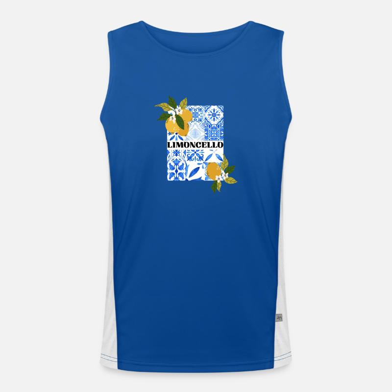 Limoncello – Citrus and Azulejo Pattern - Men's Functional Contrast Tank Top - royal/white
