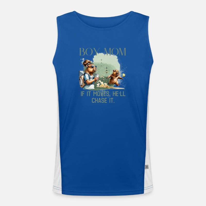 Boy Mom – If It Moves, He’ll Chase It Funktionelles Kontrast-Tank Top für Männer 