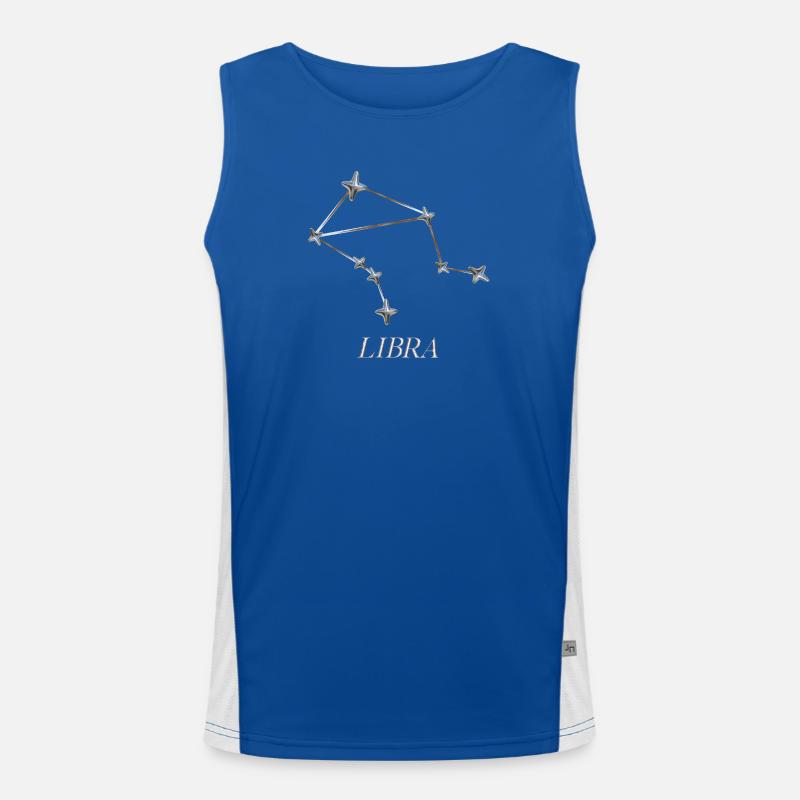 Libra Sternbild – Silber Minimal-Konstellation Funktionelles Kontrast-Tank Top für Männer 