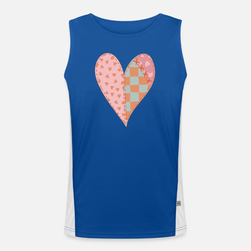 Patchwork Heart No2 - Men's Functional Contrast Tank Top  - royal/white