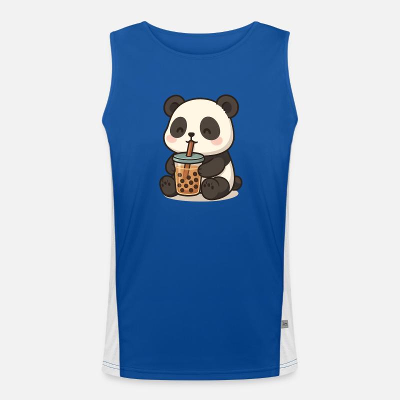 Pandabär mit Bubble Tea Funktionelles Kontrast-Tank Top für Männer 