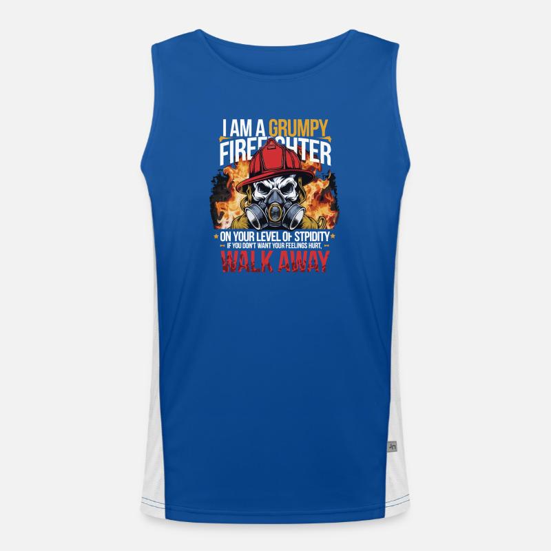 Grumpy Firefighter Skull Design Débardeur respirant contrasté Homme 