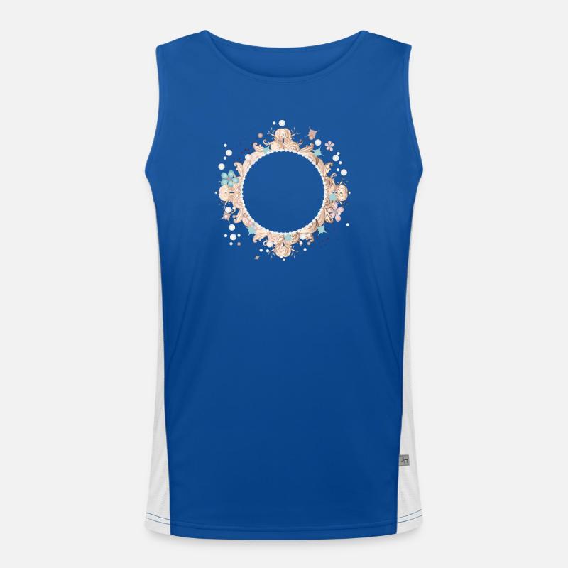 Round frame with baroque ornaments Men's Functional Contrast Tank Top 
