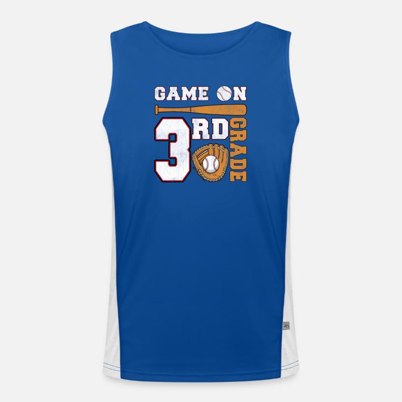 Game On 3rd Grade Baseball Back to School Fun Men's Functional Contrast Tank Top 