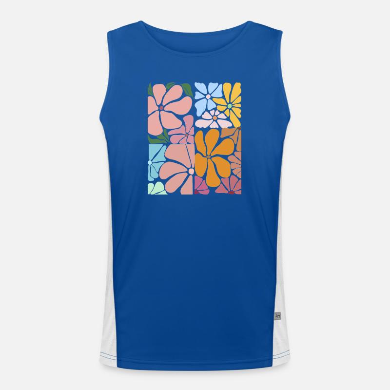 Vibrant Abstract Floral Pattern Men's Functional Contrast Tank Top 