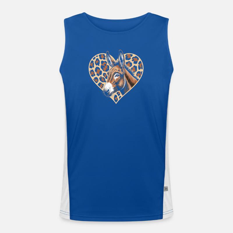 Esel mit Leopard-Herz Funktionelles Kontrast-Tank Top für Männer 