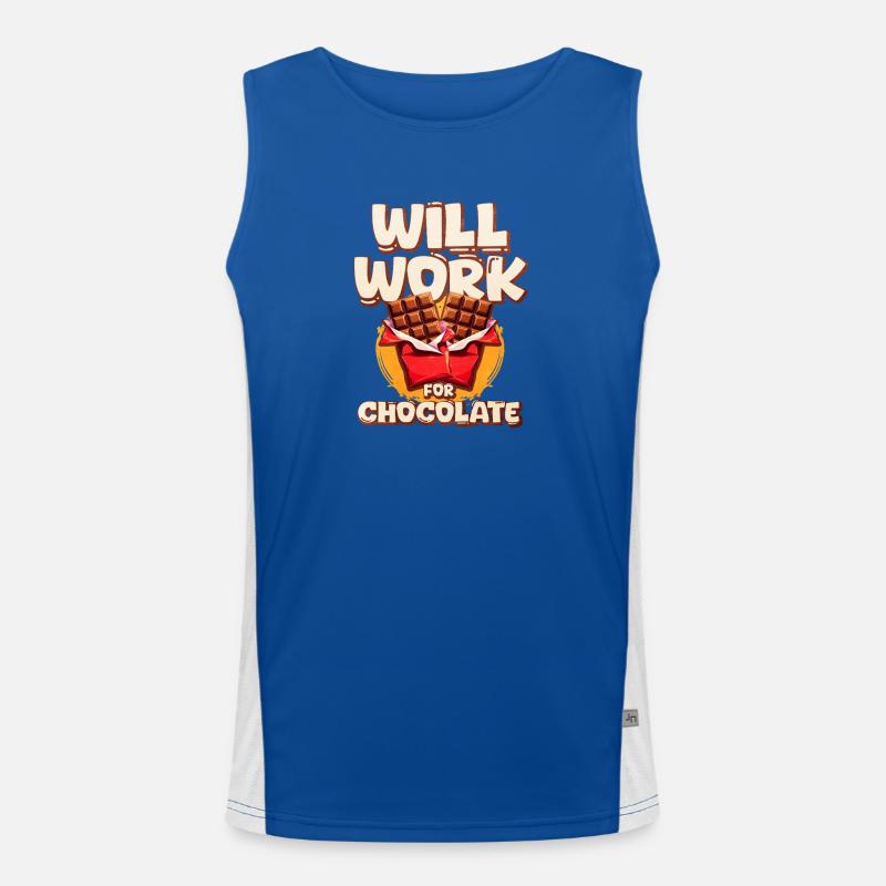 Will Work for Chocolate Illustration Funktionelles Kontrast-Tank Top für Männer 