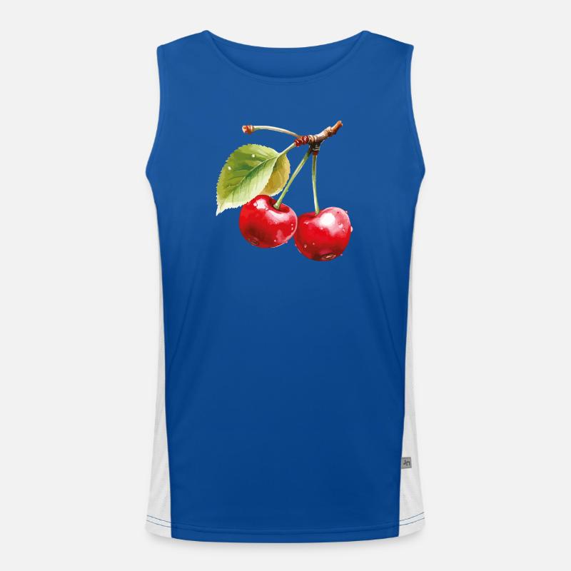 Kirschen auf Blättern  Funktionelles Kontrast-Tank Top für Männer 