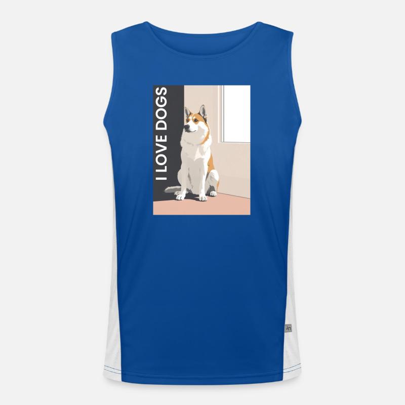 Dog portrait with love message Men's Functional Contrast Tank Top 