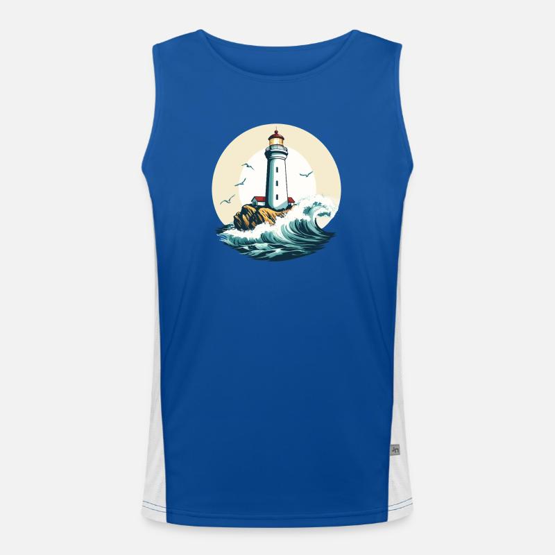 Lighthouse on the seashore - Men's Functional Contrast Tank Top  - royal/white