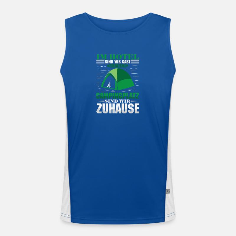 Camper Camping Caravan Saying - Men's Functional Contrast Tank Top  - royal/white