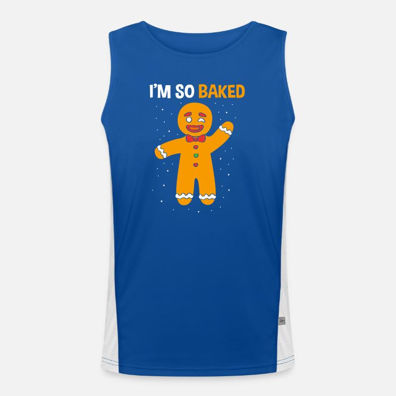 Weihnachten Lebkuchen Lebkuchenmann Gingerbread Funktionelles Kontrast-Tank Top für Männer 