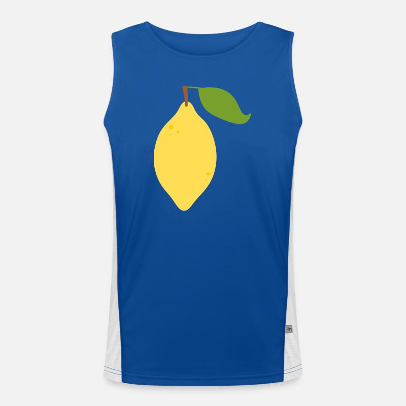Modern Lemon Citrus Pattern Design - Men's Functional Contrast Tank Top  - royal/white