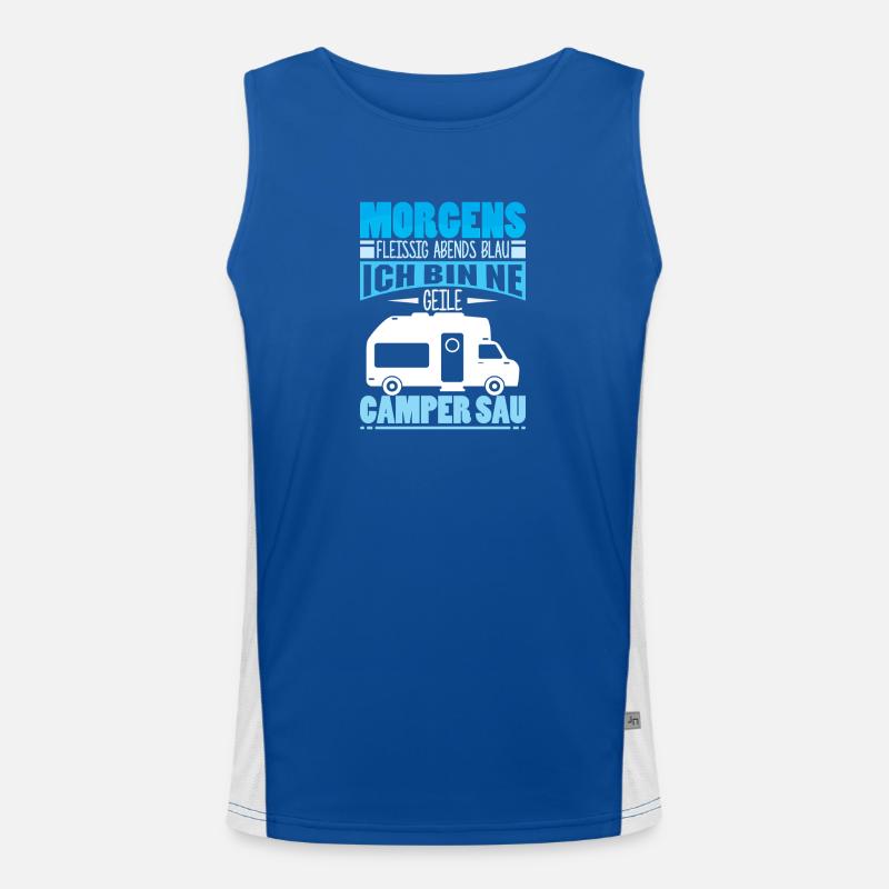 Camper Camping Caravan Saying - Men's Functional Contrast Tank Top  - royal/white