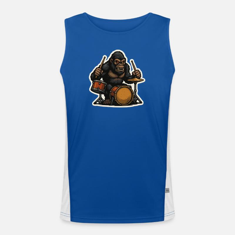 Jungle gorilla with drums Men's Functional Contrast Tank Top 