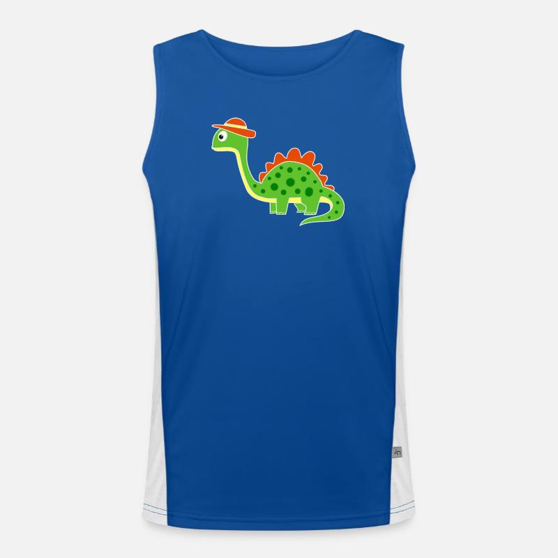 Cute dino with hat - Men's Functional Contrast Tank Top  - royal/white