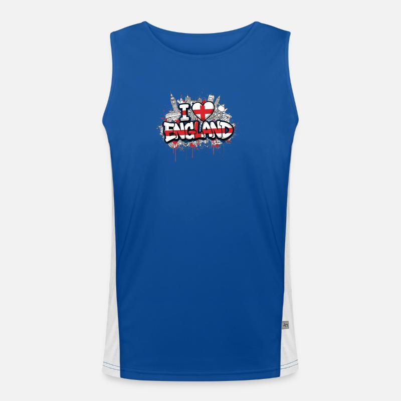 Drapeau de l’Angleterre Love Graffiti Design Débardeur respirant contrasté Homme 