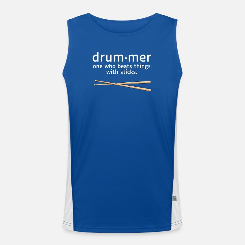 Drummer Definition Funny Drummer Saying - Men's Functional Contrast Tank Top  - royal/white