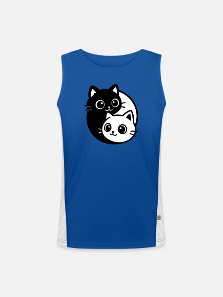 Ying Yang Cat Portrait - Men's Functional Contrast Tank Top - royal/white