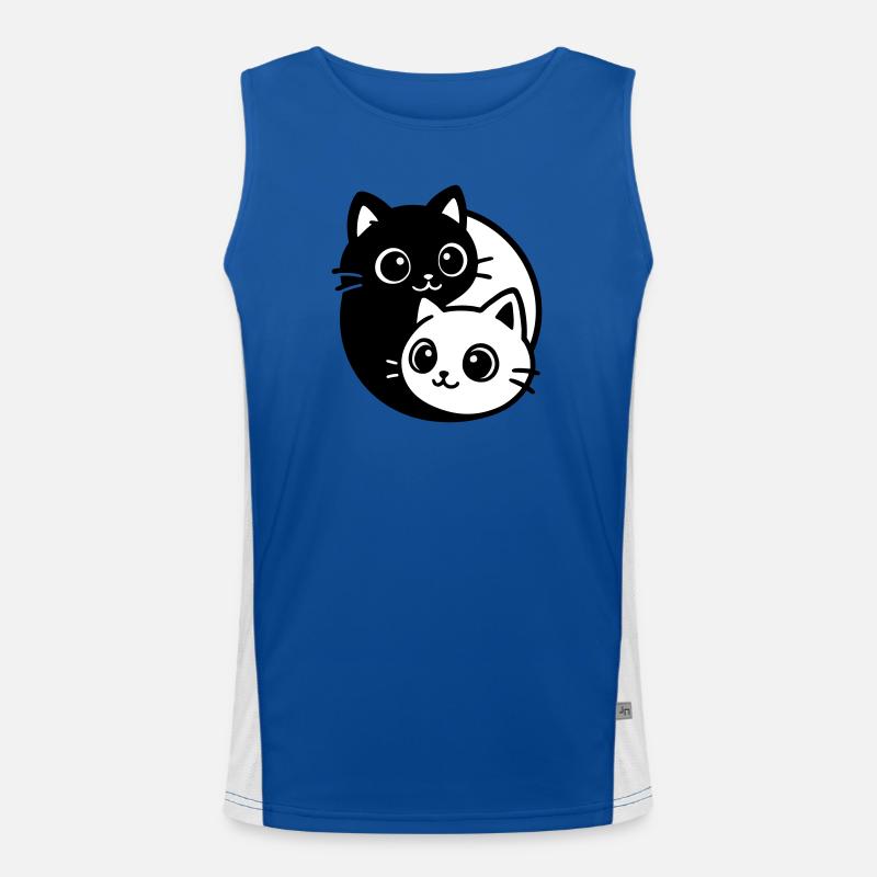Ying Yang Katzenporträt  Funktionelles Kontrast-Tank Top für Männer 
