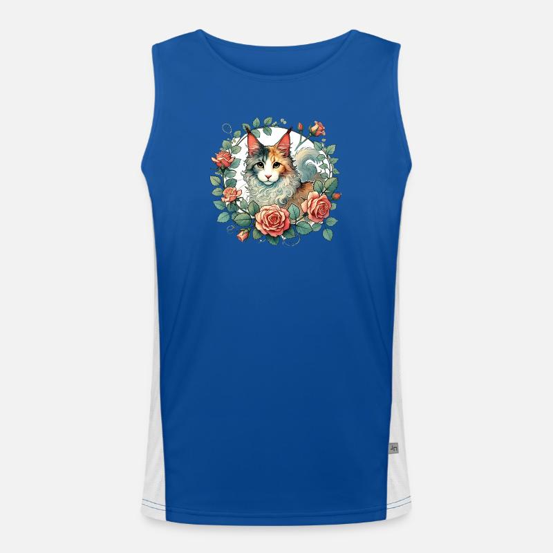 Chat élégant avec cadre floral Débardeur respirant contrasté Homme 