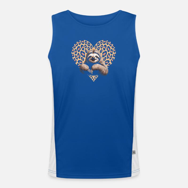 Sloth with Leo Pattern - Men's Functional Contrast Tank Top  - royal/white