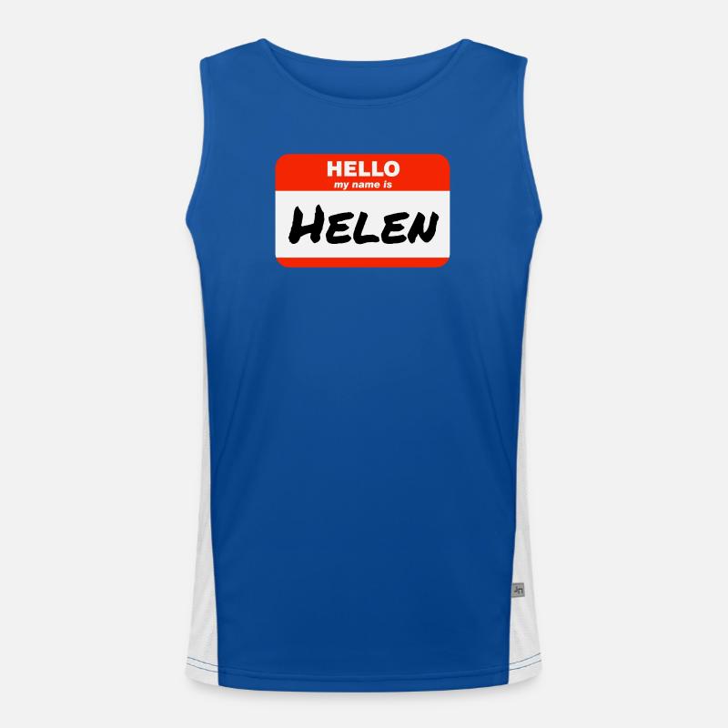 Hello My Name Is Helen Red Label with First Name Men's Functional Contrast Tank Top 