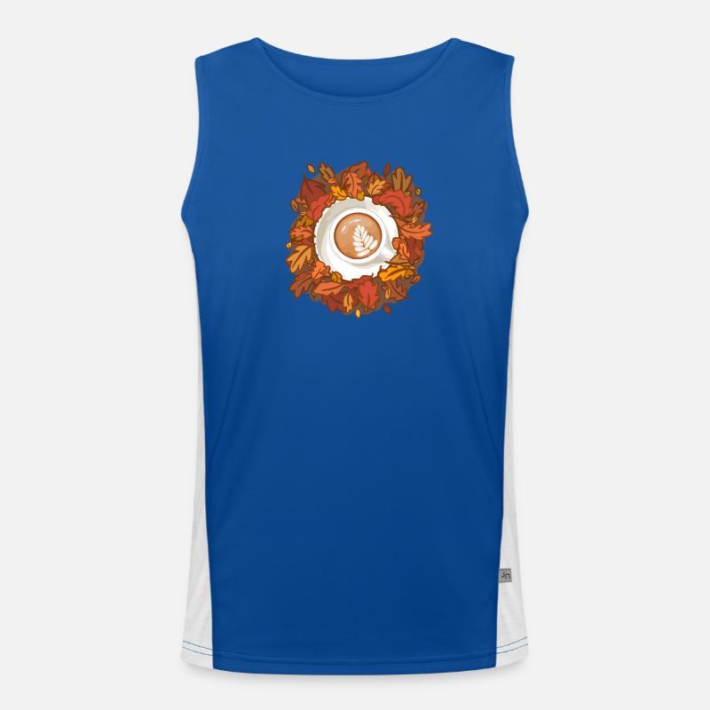 Leaves are Falling, Coffee is Calling Funktionelles Kontrast-Tank Top für Männer 