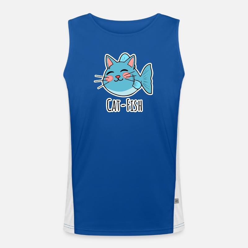 Cat-Fish - Half Cat, Half Fish or a Catfish! Men's Functional Contrast Tank Top 