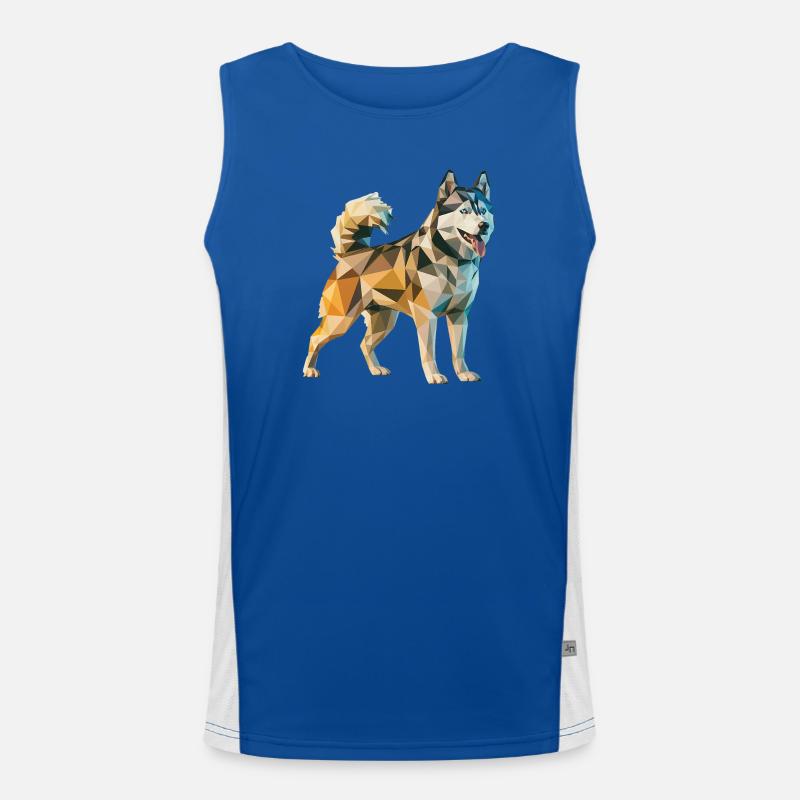 Siberian Husky - Cooles Low Poly Logo Funktionelles Kontrast-Tank Top für Männer 