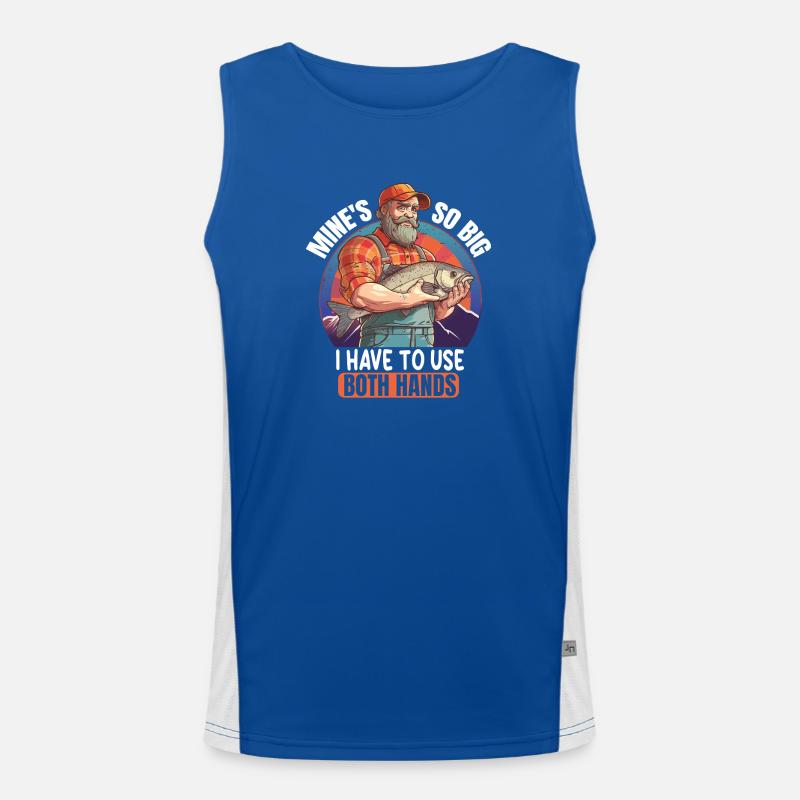 Angler saying with fish Men's Functional Contrast Tank Top 