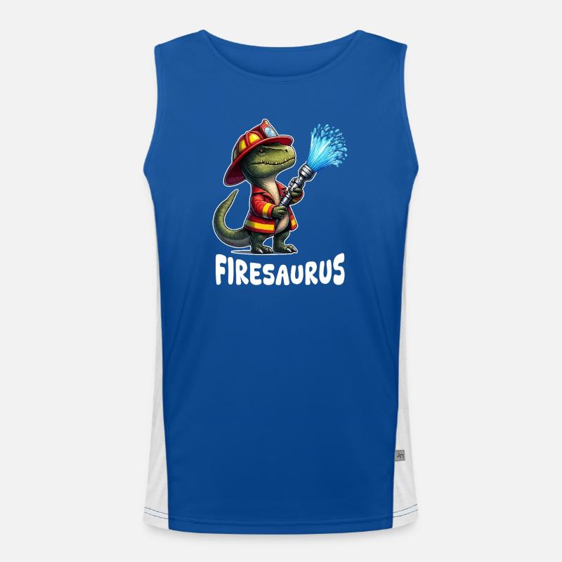 Firesaurus Feuerwehrmann Maskottchen Funktionelles Kontrast-Tank Top für Männer 