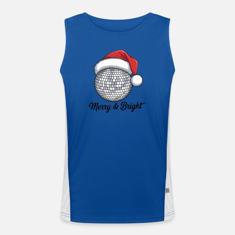 Disco Weihnachtsmann mit Merry & Bright Funktionelles Kontrast-Tank Top für Männer 