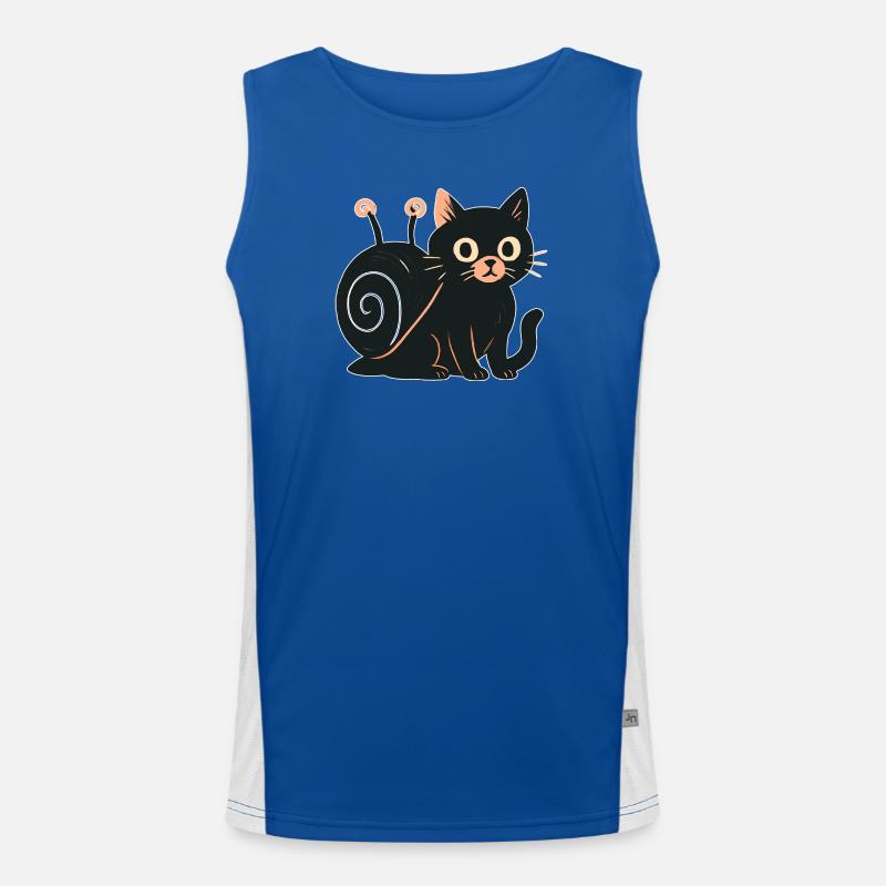 Night cat silhouette cat with orange accent Men's Functional Contrast Tank Top 