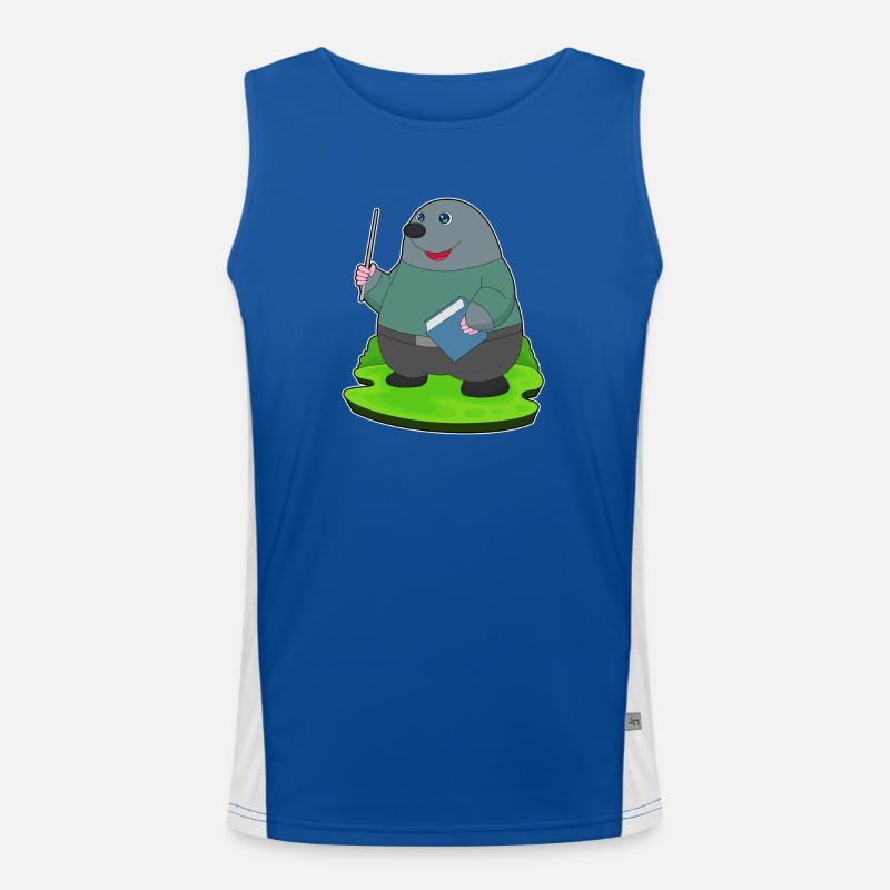 Mole Teacher Book School - Men's Functional Contrast Tank Top - royal/white