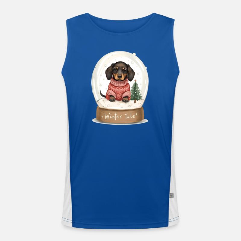 Dachshund in Snow Globe – Winter Tale Men's Functional Contrast Tank Top 