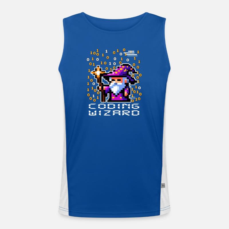 Wizard Pixel Code - Men's Functional Contrast Tank Top  - royal/white