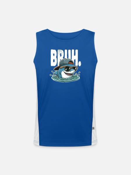 Requin swag surfeur Bruh - Débardeur respirant contrasté Homme  - bleu/blanc