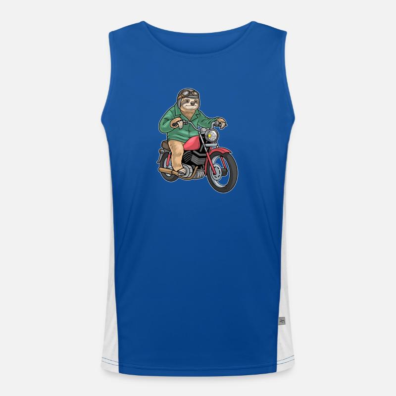 Sloth Motorcycle - Men's Functional Contrast Tank Top  - royal/white