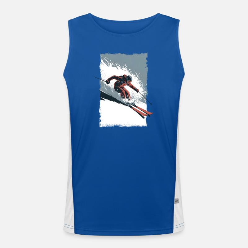 Ski Freeride Action Deep Snow Vector Style Men's Functional Contrast Tank Top 