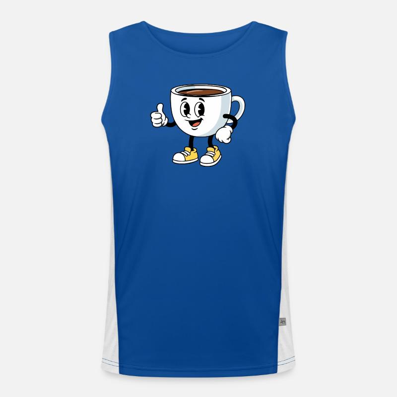 Cartoon Kaffeetasse Lustiger Kaffee Comic Funktionelles Kontrast-Tank Top für Männer 