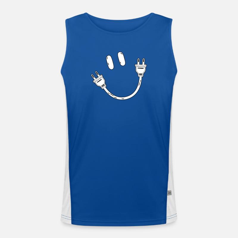 Electricity Schuko Plug Socket Electrical Gift - Men's Functional Contrast Tank Top  - royal/white