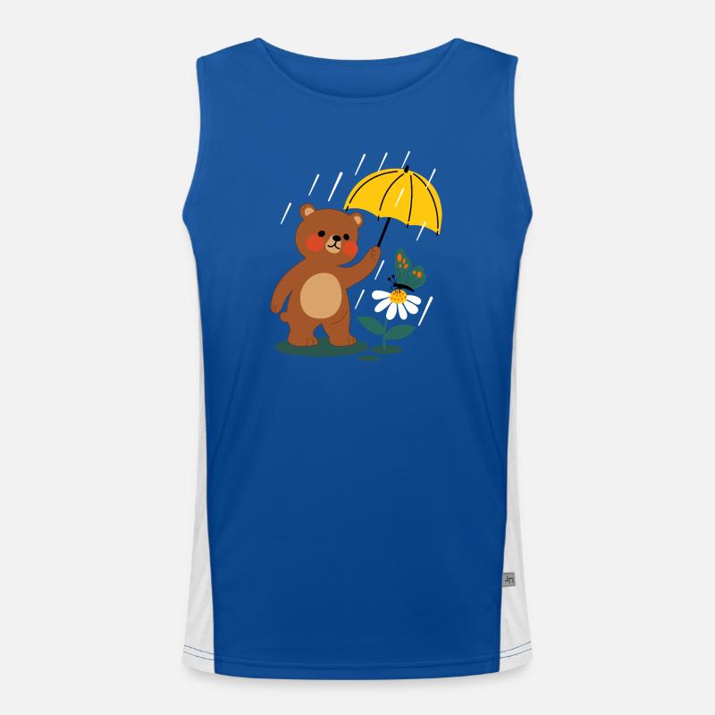 Bear with umbrella Men's Functional Contrast Tank Top 