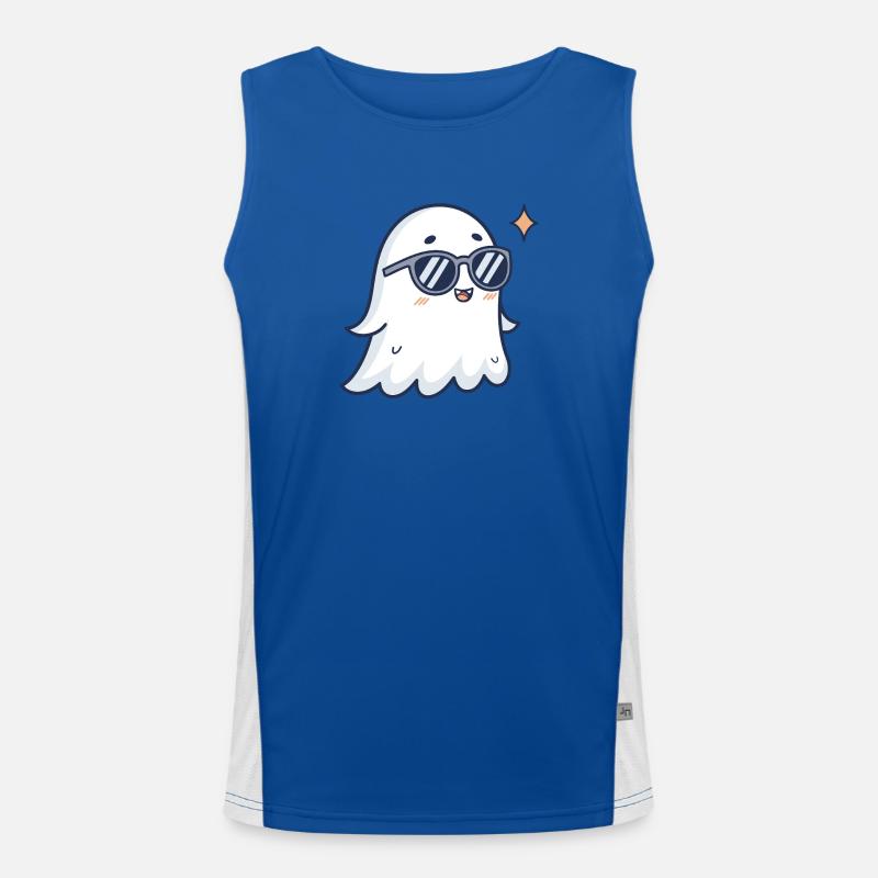 Schickes Gespenst mit Brille Funktionelles Kontrast-Tank Top für Männer 