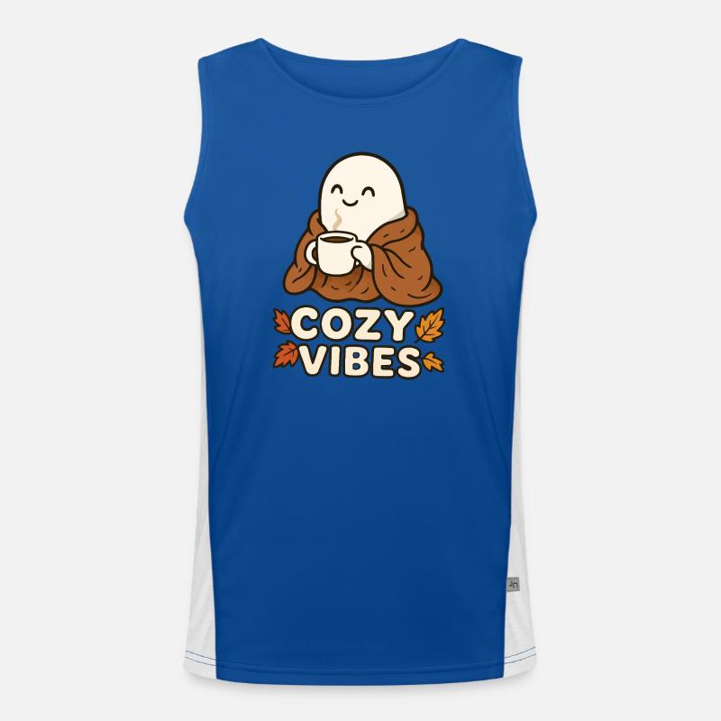Cozy Vibes Ghost with Mug Funktionelles Kontrast-Tank Top für Männer 