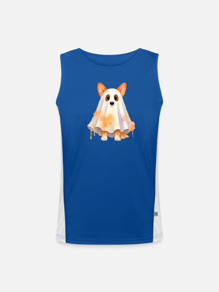 Hund Geist Aquarell - Funktionelles Kontrast-Tank Top für Männer  - Royal/Weiß