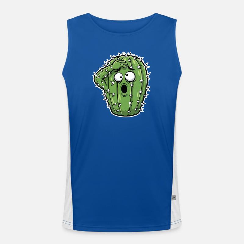 Cactus Panic Cartoon Men's Functional Contrast Tank Top 