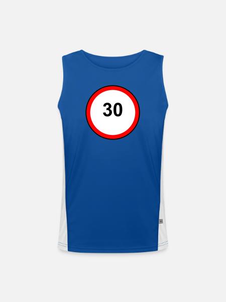 Tempo 30 Sign Pattern - Men's Functional Contrast Tank Top - royal/white