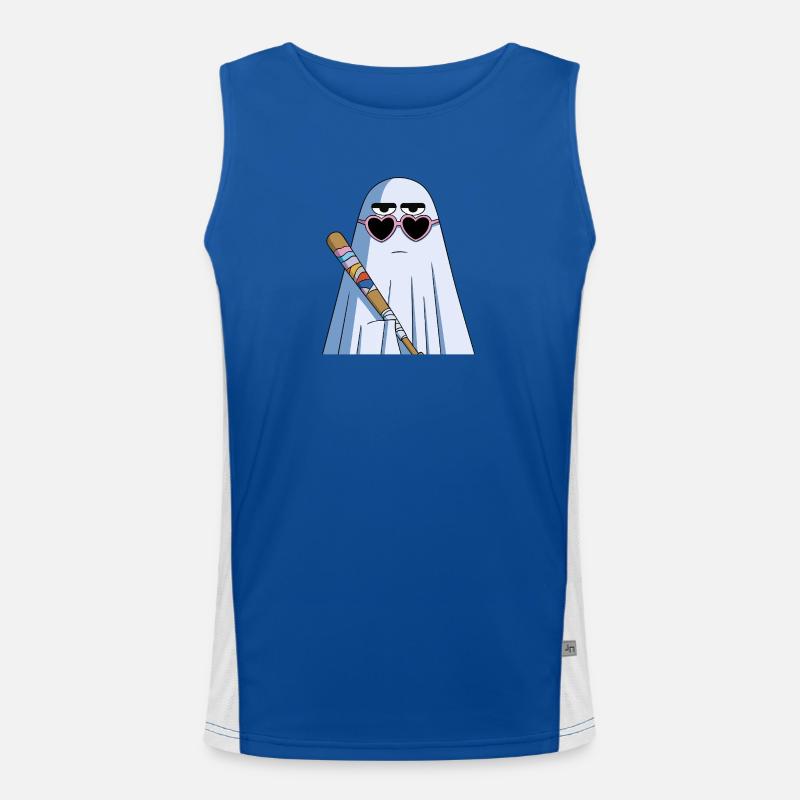 Sarcastic Ghost with Heart Shades & Bat Funktionelles Kontrast-Tank Top für Männer 